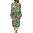 thumbnail image 3 of FKELYI Retro Floral Pumpkin Green Print Women Zip Up Robe Nightgowns Comfy House Coats Sleepwear House Dress Nightwear Long Sleeve Bathrobe with 2 Pockets, XL, 3 of 6