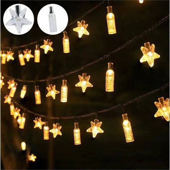 20ft Star String Lights Warm White LED Fairy Lights for Bedroom Indoor Decor