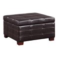 thumbnail image 1 of Detour Strap Square Storage Ottoman in Espresso Faux Leather, 1 of 8