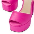 thumbnail image 5 of FSJ Women Platform Heels Ankle Strap Chunky Heeled Sandals Open Peep Toe Sexy Pumps for Wedding Party Size 11 Pink, 5 of 6