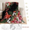 thumbnail image 5 of Cardinal Bird Blanket Soft Cozy Warm Twin Blanket for Bed, Plush Fuzzy Flannel Fleece Blankets for Sofa, Winter Poinsettia Pine Cones Berry Black Throw Blankets for Couch, Gifts for Men, 60"x80", 5 of 9