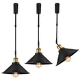 thumbnail image 1 of FSLiving Adjustable Height Track Pendnat Light J-Type Macaron Retractable Track Spotlight with Telescoping Rod Adjustable Gimbaled Lamp-Post Juno Track DIY Cover Lamp, Black - 3 Lights, 1 of 7