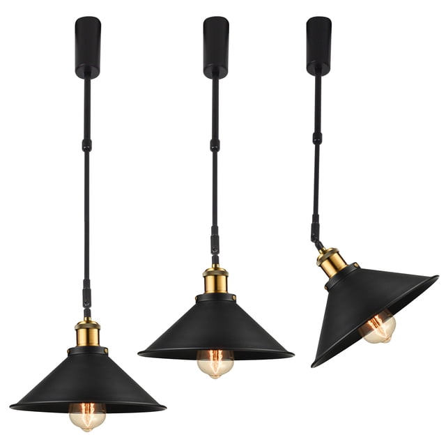 FSLiving Lampe de Piste Réglable en Hauteur Type J Macaron Rétractable avec Tige Télescopique Lampe Réglable Gimbale-Post Juno Lampe de Couverture DIY, Noir - 3 Lumières