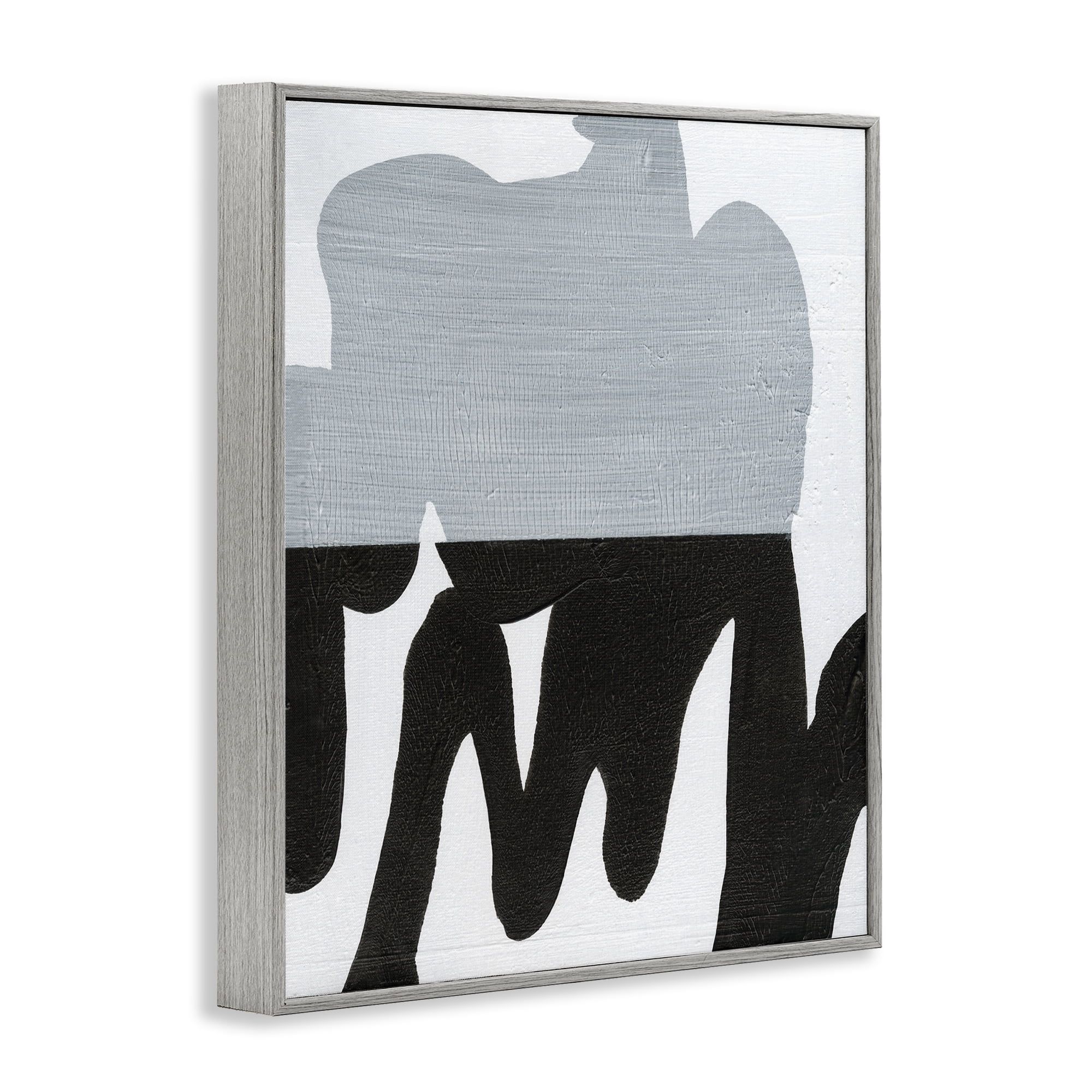 Stupell Industries Opaque Black & Grey Form Abstract Painting Gray Framed Art Print Wall Art, 24 x 30