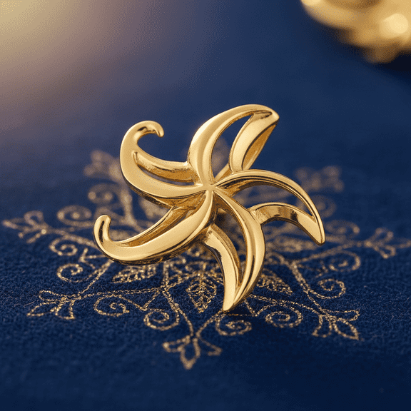 Vinali 14K Solid Yellow Gold Fancy Starfish Pendant for Women & Teens