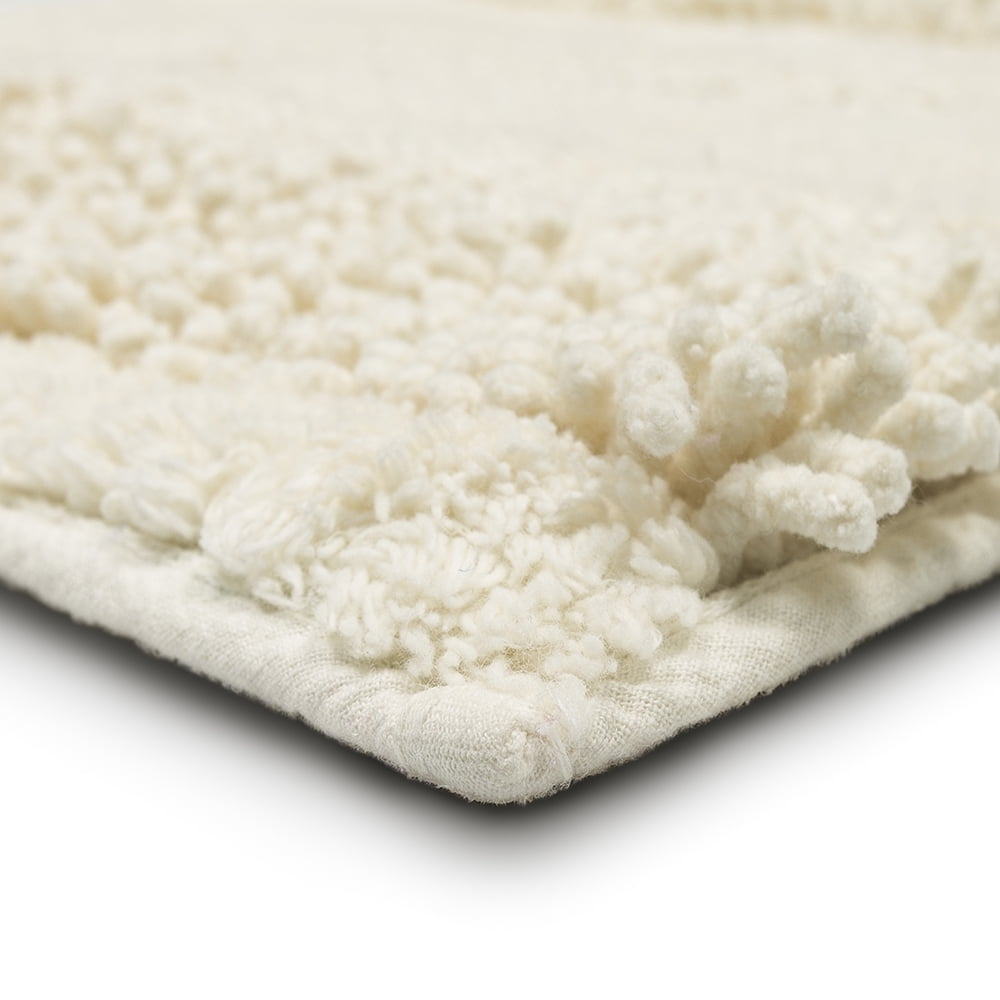 Mohawk Home Plush Cotton Fade/Stain Resistant Non-slip Machine Washable Bath Mat, Parchment, 2' 3" x 3' 9"