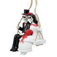 thumbnail image 2 of Day Of The Dead Wedding Swingers Skeleton Bride & Groom On Rope Swing Figurine, 2 of 4