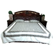 Mogul Bohemian Bedspread Indian Bedding Paisley Print Cotton Tapestry Throw Queen 3p Set