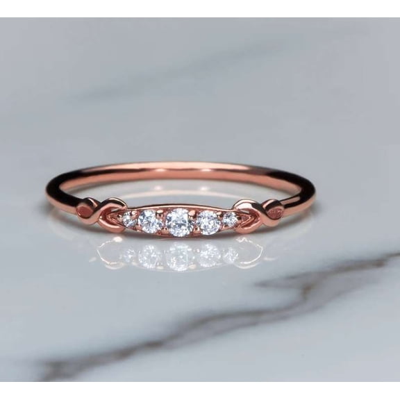 vylahjewellery Women's 14K Yellow Gold Stackable Anniversary Ring Round Moissanite Diamond Engagement Ring Birthstones by Month July Wedding Ring