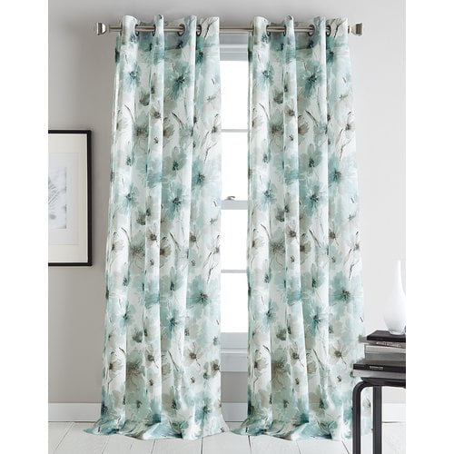 Dkny Modern Bloom Floral Flower Sheer Grommet Single Curtain Panel Walmart Com Walmart Com