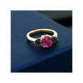 thumbnail image 3 of Gem Stone King 2.07 Ct Oval Red Created Ruby Black Onyx 18K Yellow Gold Plated Silver Ring, 3 of 4