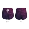 thumbnail image 3 of Gukieu Black Dark Blue Purple Print Women's Sports Shorts with Drawstring Elastic Waistband for Running, Yoga, Fitness-Small, 3 of 7