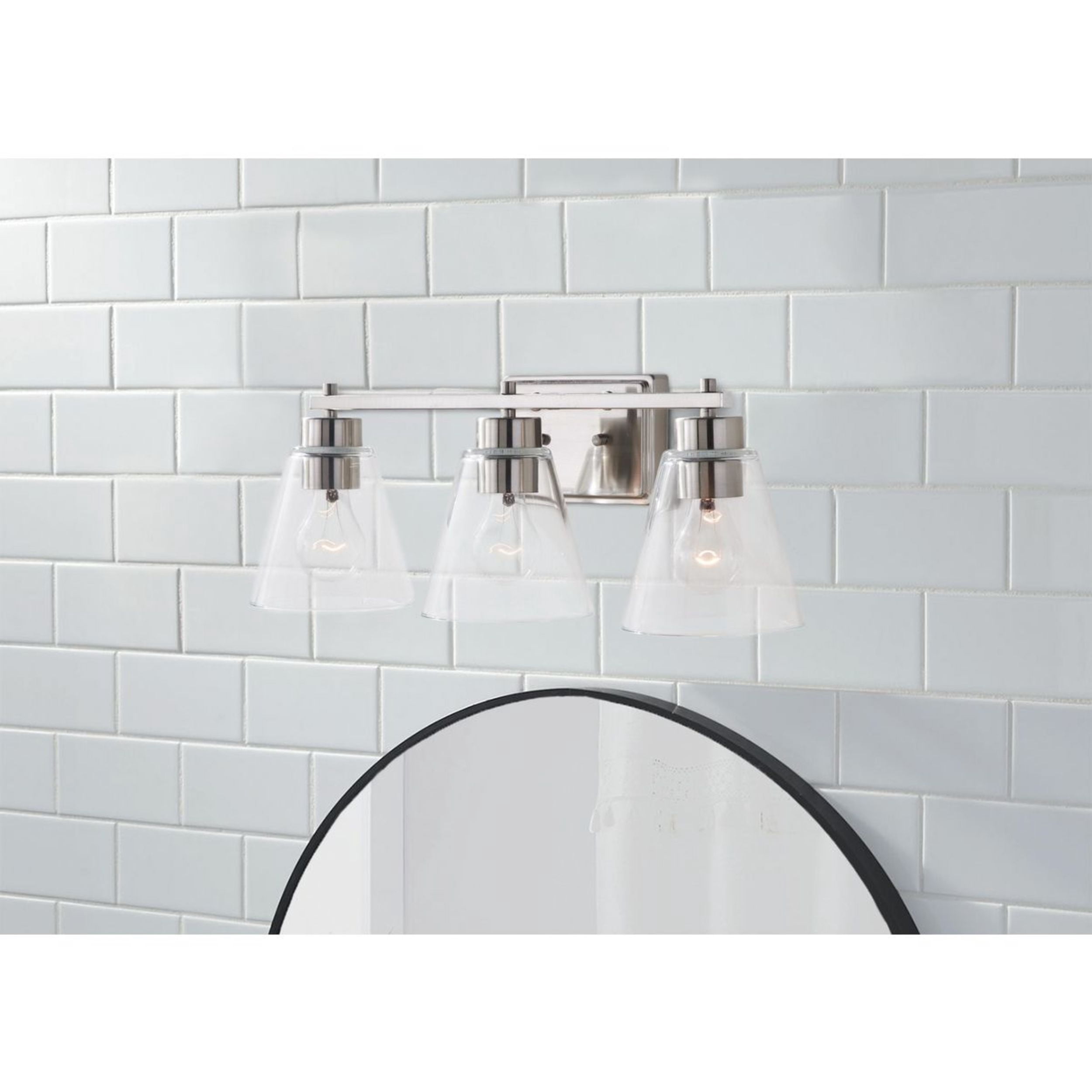 Better Homes and Gardens 22" Modern Dimmable 3-Light Vanity, Silver, Medium Base Bulb, Bathroom Light