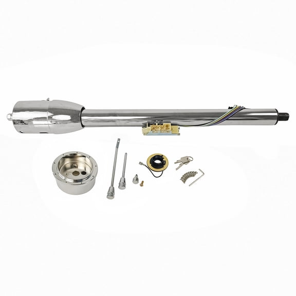 32" Chrome Stainless Steering Column Manual Floor Shift Ignition Key For 1975-1999 Chevrolet Camaro Corvette