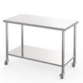 thumbnail image 1 of Towallmark Table Utilitaire en Acier Inoxydable 48 Pouces x 24 Pouces, Établi Roulant Robuste avec Roulettes Verrouillables et Tablette Ajustable, pour Cuisine, Garage, Atelier, 1 of 7