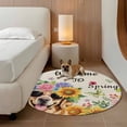 thumbnail image 2 of Spring Dog Round Area Rug 8Ft Washable Large Circle Rugs for Living Room Dorm, Rustic Watercolor Botanical Floral Sunflower Non-Slip Carpet Floor Mats Indoor Outdoor Carpet Runner Home Decor, 2 of 8