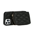 thumbnail image 4 of Allytech Crossbody Wallet Case for iPhone 13 Pro, Quilted PU Leather Zipper Handbag Purse Flip Kickstand Folio Card Slots Holder Wrist Strap Lanyard Cover for iPhone 13 Pro 6.1", Black, 4 of 6