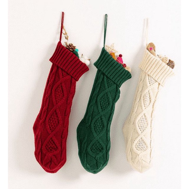 Juego de 4 medias navideñas de punto, medias navideñas clásicas personalizadas grandes de 38 cm, medias colgantes para chimenea, adecuadas para la decoración de fiestas navideñas familiares