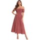 thumbnail image 1 of Ditsy - Vestido largo de manga corta con hombros descubiertos y estampado floral para mujer rojo (flower red) XS rojo (flower red) XS Xishao ropa, 1 of 2