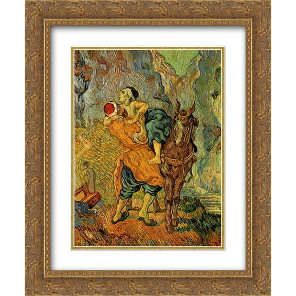 Vincent van Gogh 2x Matted 20x24 Gold Ornate Framed Art Print 'The Good Samaritan, after Delacroix'