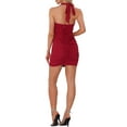 thumbnail image 3 of INSPIRE CHIC Ruched Bodycon Dress for Women's Tie Halter Neck Backless Sparkly Dress, 3 of 6