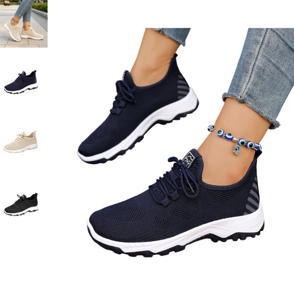 YOUYEDIAN Orthopedic Shoes for Women Comfy Slip On Fashion Lace-up Breathable Versatile Platform Soft Sneakers Casual Sport Mesh Knit Running Shoes