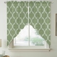 thumbnail image 2 of Green Moroccan Swag Valances for Windows, Kitchen Window Curtains Over Sink, Morocco Boho Ethnic Abstract Geometric Window Treatment Curtains for Living Room/Bedroom Curtains 2 Panel Sets 36"x45", 2 of 8