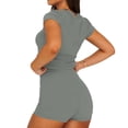 thumbnail image 5 of qolati Lounge Sets for Women 2 Piece Short Sleeve Crew Neck Crop Tops Matching Outfits Fold Over Shorts Casual Workout Tracksuit, 5 of 9