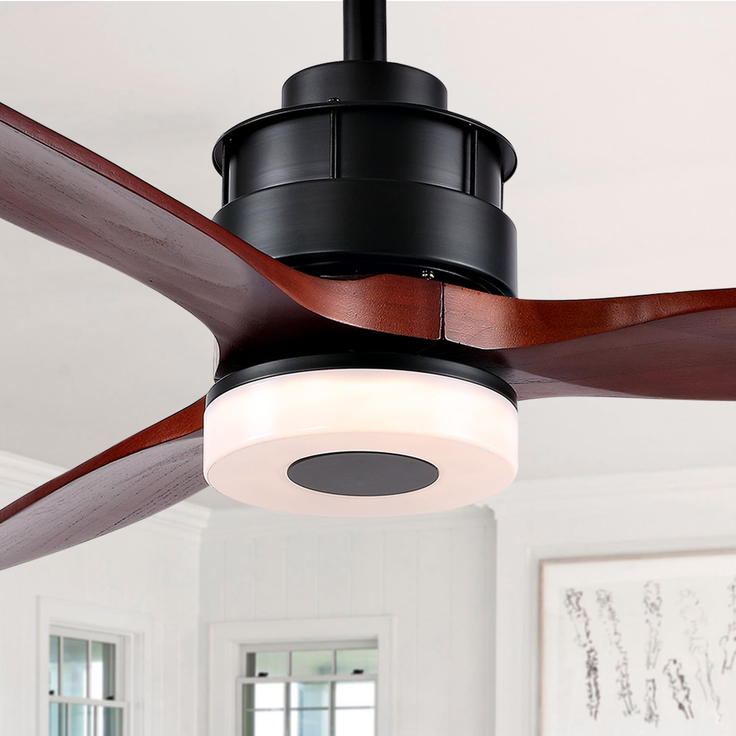 Safavieh Jemper 52" Black Contemporary Integrated LED Ceiling Fan with Remote Control