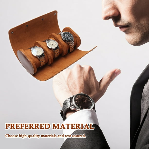 Watch Roll Travel Watch Case 3 Slot Watch Organizer for Men and Women PU Leather Portable Watch Display Storage Pouch Jewelry Box