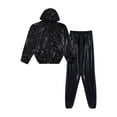 thumbnail image 6 of Aislor Men Heavy Duty Sauna Sweat Suit PVC Hooded Shirt and Trousers Weight Loss Slimming Tracksuit Black M, 6 of 7