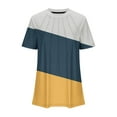 thumbnail image 5 of Women's Tops Summer Crew Neck Color Block Pleated Short Sleeve Tunic Shirts Casual Loose Soft Comfortable Blouses (2XL, Yellow), 5 of 5