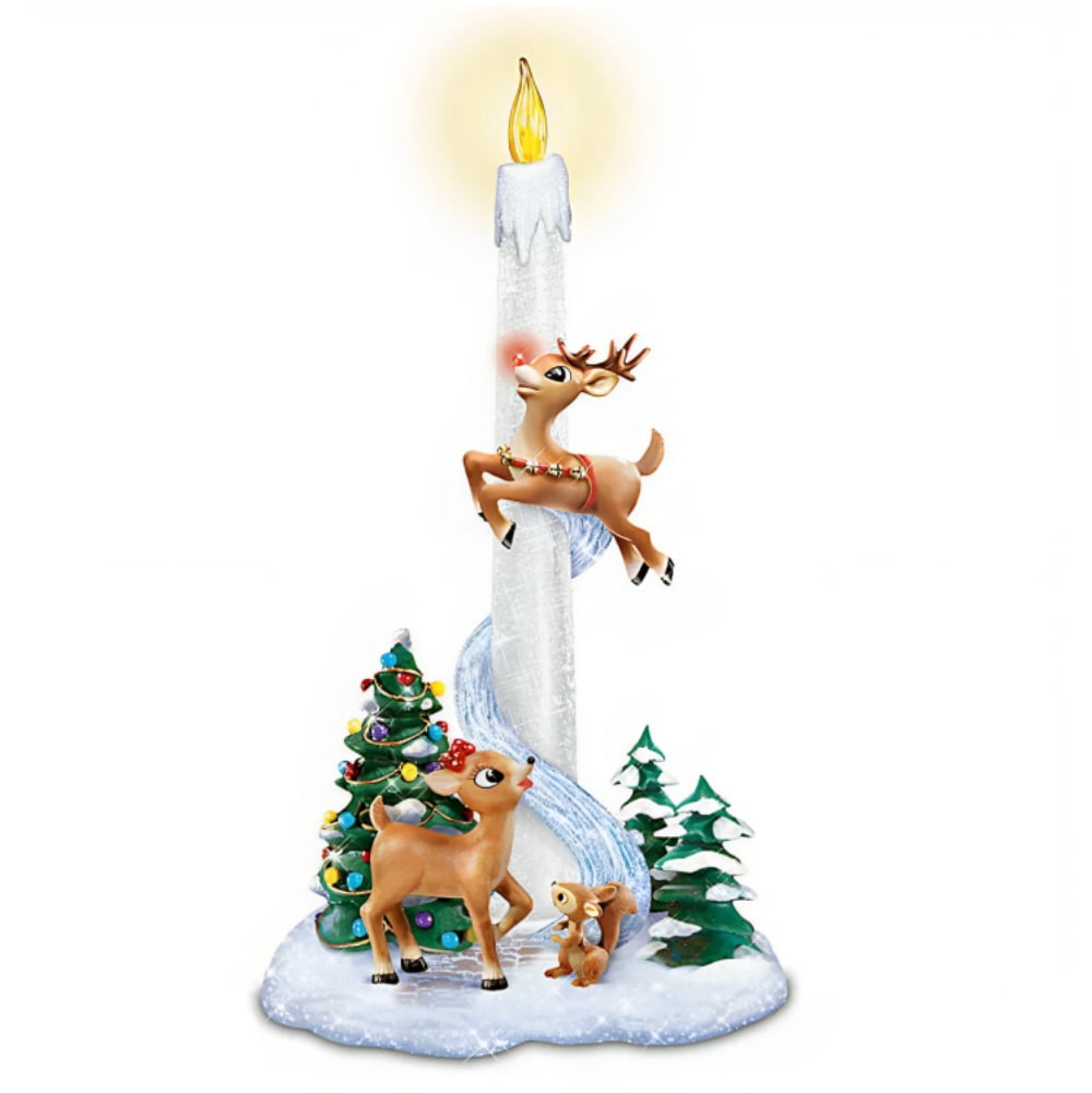 The Bradford Exchange Rudolph 'Santa's Guiding Light' Flameless Candle Set - Rudolph The Red-Nosed Reindeer Christmas Decorations Set of 2 - 9-Inches