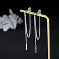 thumbnail image 6 of Solid 925 Sterling Silver Bar Dangle Earrings for Women Minimalist Dangle Earrings Threader Chain, 6 of 7