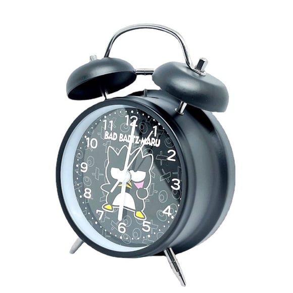 Despertador BadBadts Penguin Twin Bell, no hace tictac, negro
