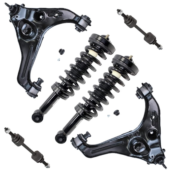 Detroit Axle - 4WD Front End Suspension Kit for 2009-2013 Ford F-150, 2 Ready Struts w/ Coil Spring Assembly 2 Lower Control Arms 2 Sway Bar End Links 2010 2011 2012 - 6pc Set