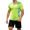 thumbnail image 3 of CONZONE Mens 2 Peice Soccer Outfits Graphic Short Sleeve Workout Tshirt Shorts Sets Breathable Quick Dry Football Training Uniform, 3 of 6