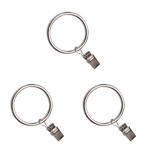 jesticaly 10 Pcs Rustproof Curtain Rings Home Decoration Shower Curtain Rings Clamps Drapery Clips Bath Curtain Rod Clips Window Accessoy Silver 3.5mm*25mm 3Set