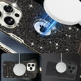 thumbnail image 6 of For iPhone 13 Pro Max Magnetic Phone Case,[Electroplated Frame Design] [Luxury Bling Glitter Sequin] [Skeletonized Logo] Shockproof Anti-fall Rugged Sparkle Diamond Phone Case,Coffee, 6 of 9