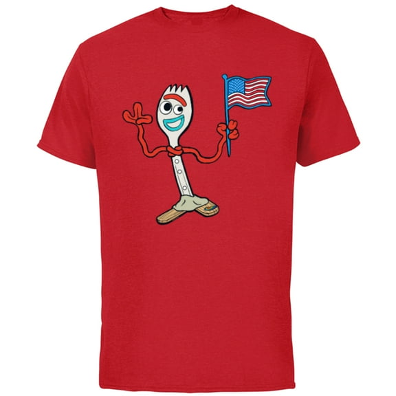 Disney and Pixar’s Toy Story Forky Flag Fourth of July - Short Sleeve Cotton T-Shirt for Adults - Customized-Red