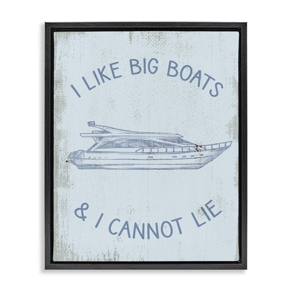 Stupell Industries Eclectic Funny Rustic Big Boats Black Floating Frame Canvas Art, 17 x 21, by Lil' Rue