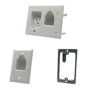 Flat Panel TV Cable Organizer Remodeling Kit with Power Outlet, 50-3321-wh-kitPT