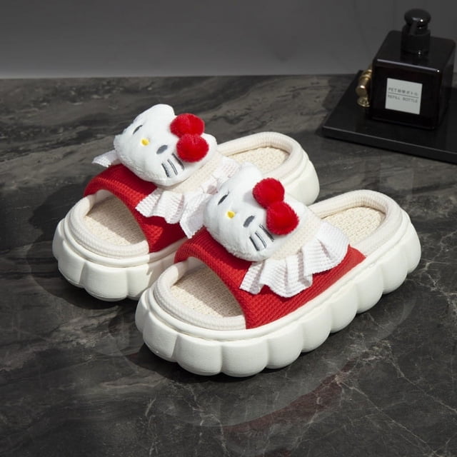 Sanrio Linen Slippers Female Yugui Dog Four Seasons Floor Breathable Thickened Bottom Home Indoor Summer Home Cartoon