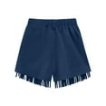 thumbnail image 5 of Daily Deal! Kilaqueen Youth Girls Faux Suede Shorts Fashion Frayed Hem Party Shorts Loose Fitness Spring Fall Shorts Elastic Waist Tassels Cowgirl Shorts, 5 of 6