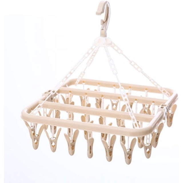 Percha de secado plegable de almacenamiento compacto, 32 pinzas, resortes de alambre inoxidables, secador de calcetines eficiente, diseño que ahorra espacio, plástico de alta calidad, liviano,