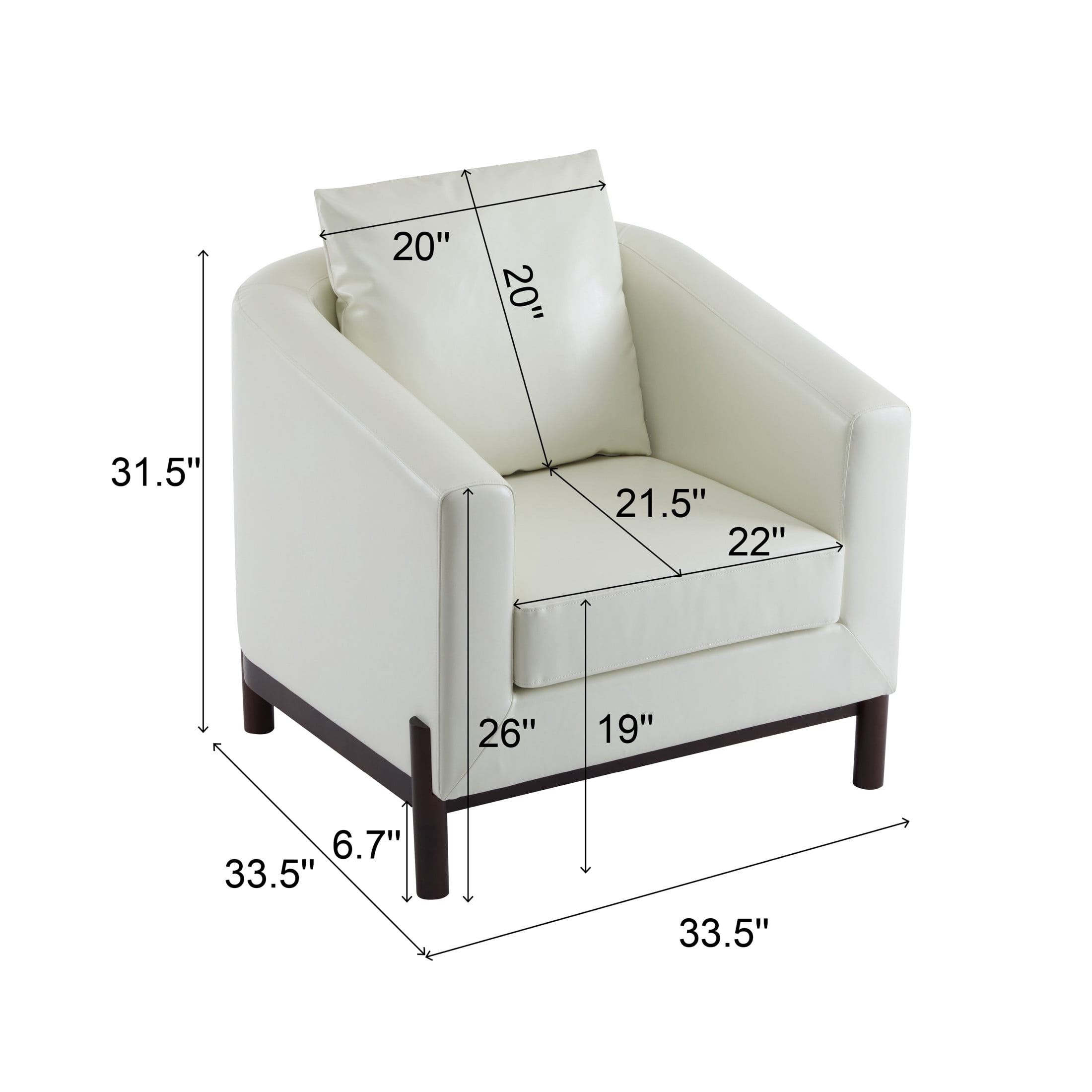 Aurds Modern Barrel Club Chair, Solid Wood Frame, White