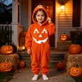 thumbnail image 7 of Halloween Pumpkin Onesie Pajamas, Flannel Hooded Jumpsuit with Jack-o-Lantern Hood, Ultra Soft Oversized Fit Loungewear for Halloween Party, Trick or Treat and Home Wear, 7 of 7