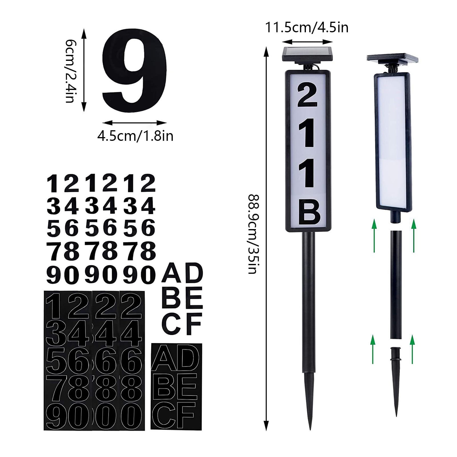 Solar Pathway Lights LED House Number Address Sign Outdoor Yard Lighting Home Decor Collection