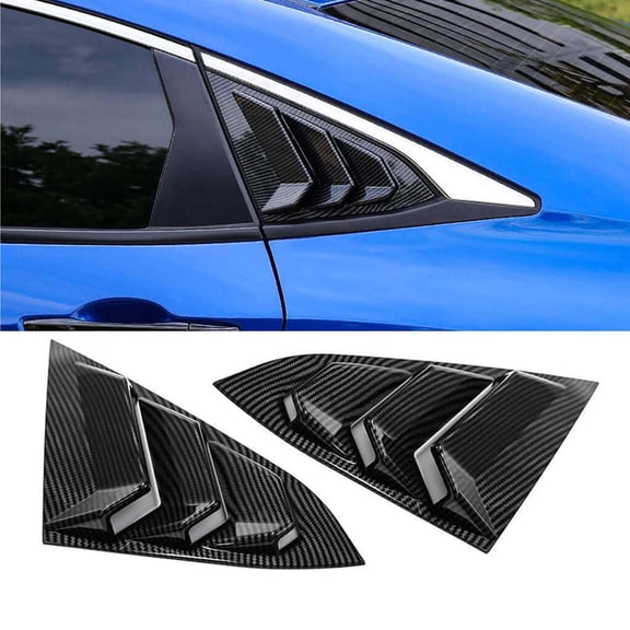 NINTE Rear Side Window Louvers Vent Cover for 2016-2021 10th Honda Civic Sedan Air Vent Scoop Carbon Fiber Look