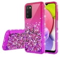 thumbnail image 4 of Liquid Quicksand Glitter Cute Phone Case for Samsung Galaxy A03S Case for Girls Women Clear Bling Diamond Phone Case Cover - Hot Pink/Purple, 4 of 5